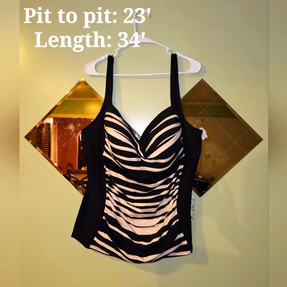 🩷 Liz Claiborne Black/White Swim Tank 20w